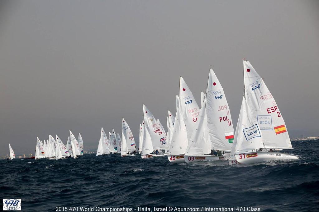 Start Womens fleet - Day 1, 2015 470 Worlds, Haifa, Israel © International 470 Class Association