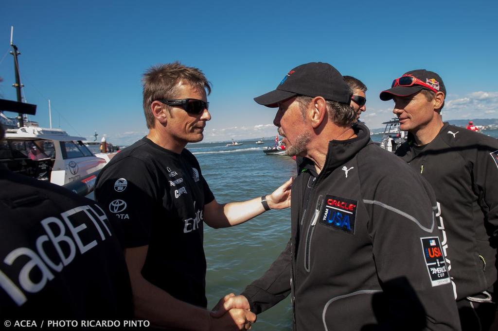 Commiserations from Larry Ellison - 34th America's Cup - Final Match - Day 15 © ACEA / Ricardo Pinto http://photo.americascup.com/
