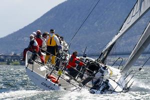 Tony Lyall's TP52 Cougar II starts her 2015 SYdney Hobart program in SUnday's Channel Race south of Hobart. photo copyright  Peter Campbell taken at  and featuring the  class