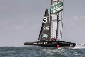 Land Rover BAR&rsquo;s newly launched T2 takes off on the Solent photo copyright Land Rover BAR taken at  and featuring the  class