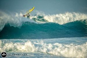 Kai Lenny thriving in a big day at Ho'okipa - 2015 Novenove Maui Aloha Classic photo copyright American Windsurfing Tour / Sicrowther taken at  and featuring the  class
