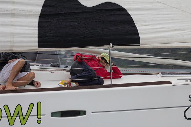 It is hard work on the bow, but just not at this precise moment aboard Holy Cow. - 2015 Beneteau Cup ©  John Curnow