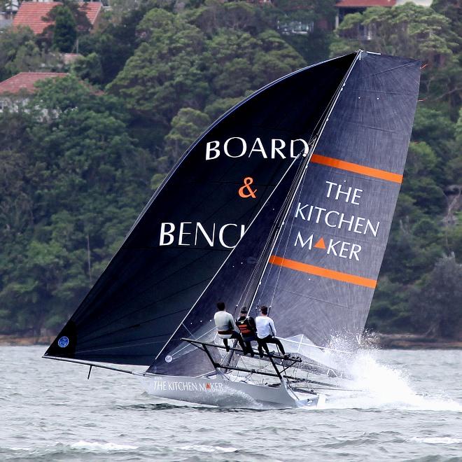 The Kitchen Maker was amongst the leaders for most of the race - 2015-2016 NSW 18ft Skiff Championship © Frank Quealey