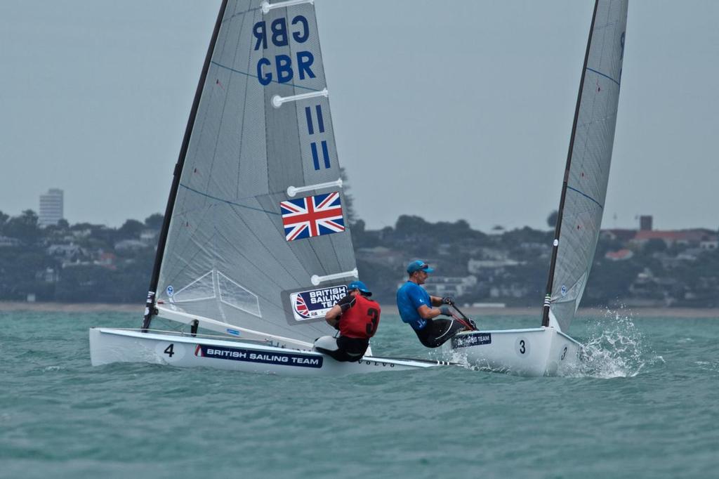 Ed Wright (GBR) crosses ahead of Giles Scott (GBR) Race 3 - 2015 Finn Gold Cup photo copyright Richard Gladwell www.photosport.co.nz taken at  and featuring the  class