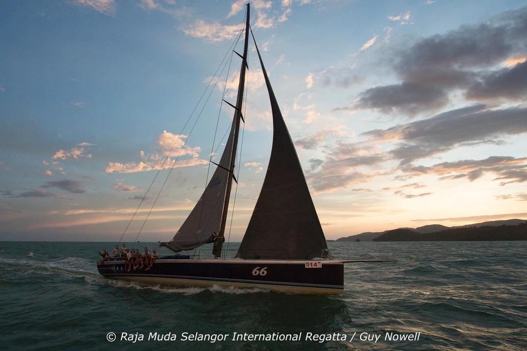 Alive finishing in the late afternoon light. Penang - Langkawi Race, Raja Muda Selangor International Regatta 2015 photo copyright Guy Nowell / RMSIR taken at  and featuring the  class