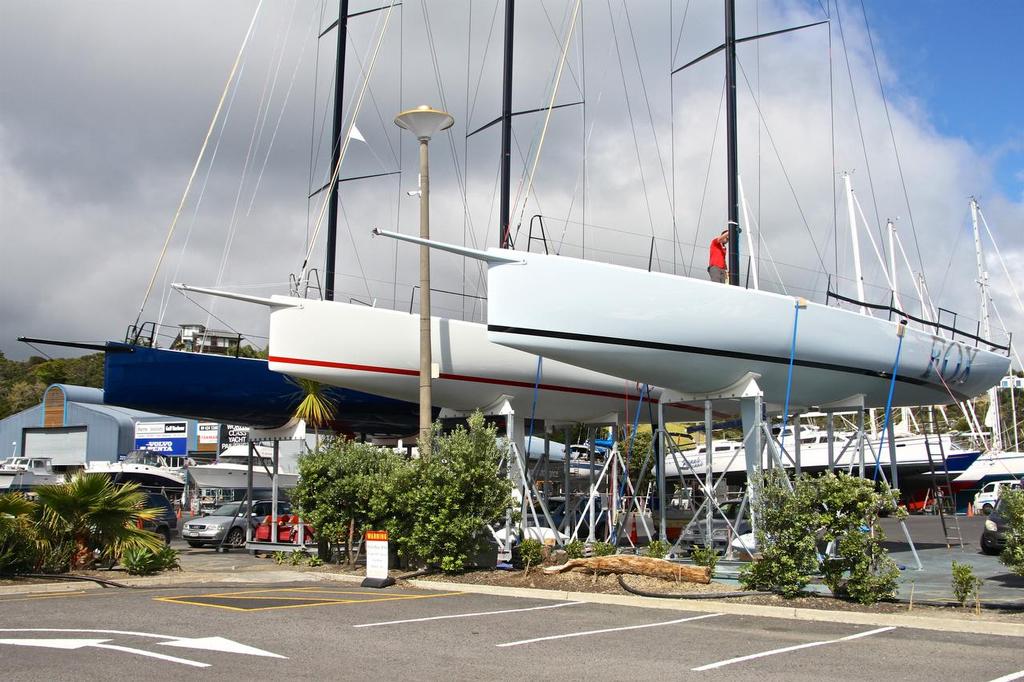 Fox plus another two 52fters hauled at Gulf Harbour, before launch. photo copyright Richard Gladwell www.photosport.co.nz taken at  and featuring the  class