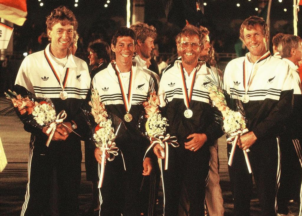 Seoul 1988 - medals and winners’ grins. photo copyright Bruce Kendall taken at  and featuring the  class