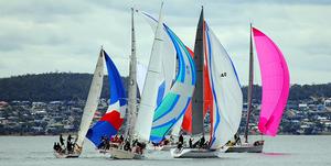 Spinnaker start for the Group A fleet in yesterda's Long Race on the River Derwent and Storm Bay photo copyright Peter Campbell taken at  and featuring the  class
