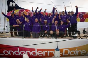 Derry Londonderry Doire celebrates in Albany - 2015-16 Clipper Round the World Yacht Race photo copyright Clipper Ventures taken at  and featuring the  class