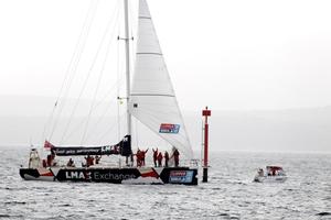 LMAX Exchange crosses the line in Albany - 2015-16 Clipper Round the World Yacht Race photo copyright Clipper Ventures taken at  and featuring the  class