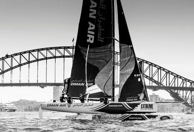 Oman Air finished the first day in Sydney with three race wins putting them second on the overall ranking. - 2015 Extreme Sailing Series © Lloyd Images