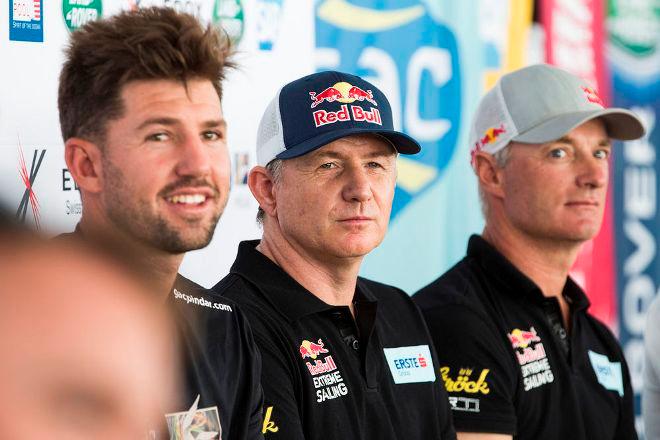 Seve Jarvin, Roman Hagara and Hans-Peter Steinacher at the Sydney press conference - 2015 Extreme Sailing Series © Lloyd Images