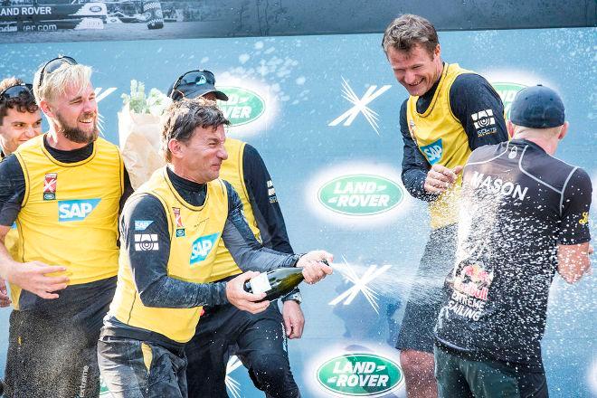 SAP Extreme Sailing Team celebrate second place in Sydney and second place in the 2015 Serie - 2015 Extreme Sailing Series © Lloyd Images