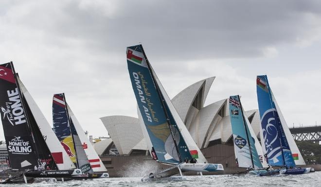 Day 3 of racing in Sydney Harbour close to the shore. - Extreme Sailing Series Sydney © Mark Lloyd http://www.lloyd-images.com