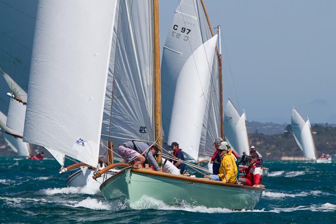 Stiff Southerly got the fleet moving - this is Rhapsody leading this group. - 2015 Couta Boat Australian Championship ©  Alex McKinnon Photography http://www.alexmckinnonphotography.com