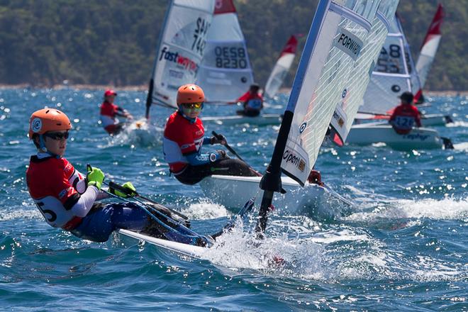 Denmark's Magnus Frohmann and Lennart Frohmann, currently in first and second place after two days (U13). - 2015 Bic O'pen World Cup ©  Alex McKinnon Photography http://www.alexmckinnonphotography.com