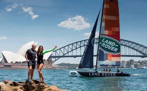 Land Rover Australia ambassadors Sally Fitzgibbons and Phil Waugh prepare to put their sailing skills to the test at the final Act in Sydney - 2015 Extreme Sailing Series photo copyright Lloyd Images taken at  and featuring the  class