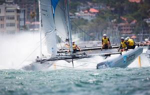 SAP Extreme Sailing Team push hard to take second place in Sydney and in the 2015 Series - 2015 Extreme Sailing Series photo copyright Lloyd Images taken at  and featuring the  class