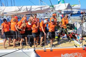 Crew of the winner of the Sydney Hobart Clipper Yacht Race Da Nang Viet Nam at the dock in Hobart, Wednesday, Dec. 30, 2015. (AAP Image/Rob Blakers) NO ARCHIVING, EDITORIAL USE ONLY. photo copyright Clipper Ventures taken at  and featuring the  class