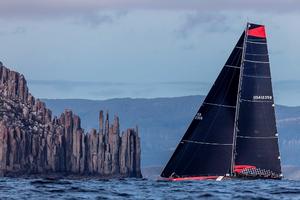 Comanche (USA) arriving to Tasmania to claim line honours - 2015 Rolex Sydney Hobart Yacht Race photo copyright Rolex / StudioBorlenghi / Stefano Gattini taken at  and featuring the  class
