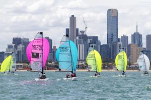 Fleet in action - 2015 ISAF Sailing World Cup Melbourne photo copyright Teri Dodds http://www.teridodds.com taken at  and featuring the  class