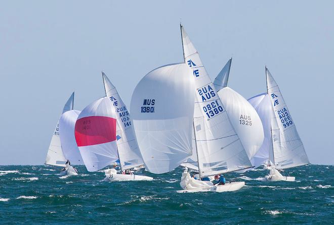Fifteen+ bring some of the fleet down as the breeze climbs into the high teens… - 2016 Etchells Australian Championship ©  John Curnow