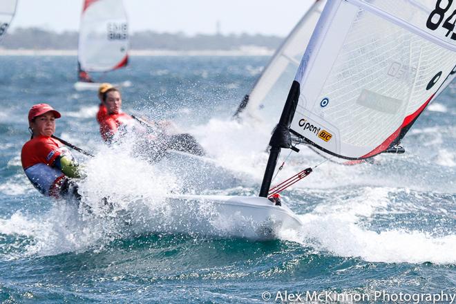 Grace Lazzer (U16 - AUS) is currently in 30th place overall. - 2015 Bic O'pen World Cup ©  Alex McKinnon Photography http://www.alexmckinnonphotography.com