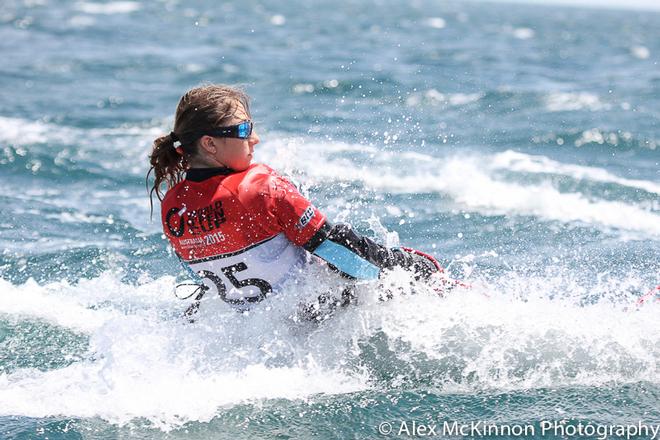 Surfing away is Pearl Lattanzi (USA), who is 29th in the Under 16s. - 2015 Bic O'pen World Cup ©  Alex McKinnon Photography http://www.alexmckinnonphotography.com
