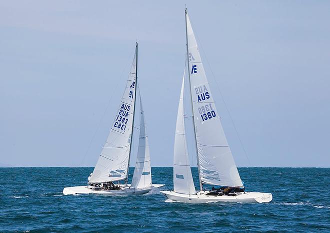 AUS 1383, Triad, who were second and Fifteen+, who were third for the regatta. - 2016 Etchells Australian Championship ©  John Curnow