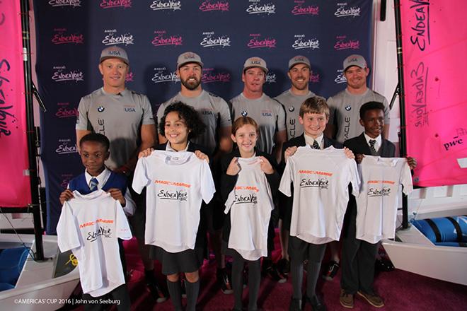 America's Cup Endeavour has gifted five Optimist dinghies to local youth sailors in Bermuda. The boats were restored by Oracle Team USA. © Oracle Team USA / John Von Seeburg