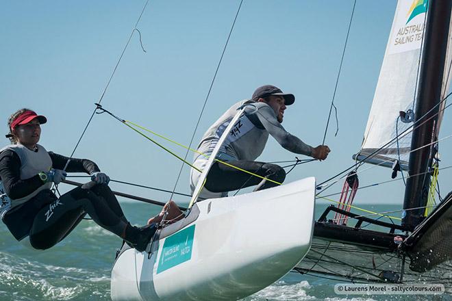 Jason Waterhouse (NSW) and Lisa Darmanin (NSW) - 2016 Nacra 17, 49er and 49erFX World Championships in Clearwater, Miami © Laurens Morel