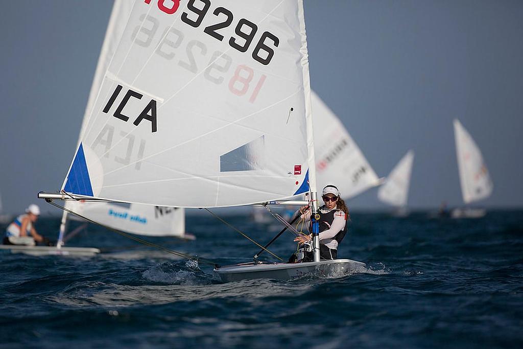 Oren Jacob (ISR) was not permitted to display her country letters at the 2015 Laser Radial Worlds in Oman, and had to sail with ICA on her sail instead. She was also messed around with late visas, and had similar restrictions placed on her as a condition of entry into a 2016 Olympic Qualifier. © International Laser Class Association http://www.laserinternational.org