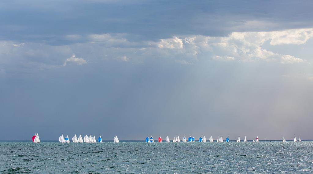 Fleet heading to the finish as the weather changes behind them. - 2016 Etchells Australian Championship © Kylie Wilson Positive Image - copyright http://www.positiveimage.com.au/etchells