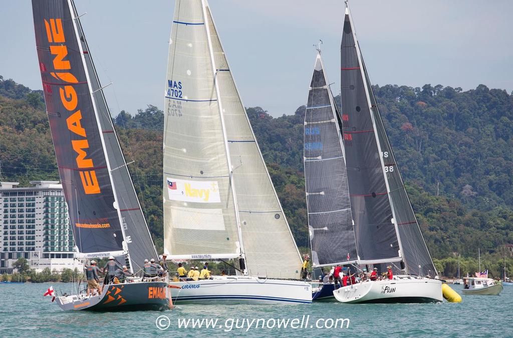They all want the pin end. IRC 1. Royal Langkawi International Regatta 2016. photo copyright Guy Nowell http://www.guynowell.com taken at  and featuring the  class