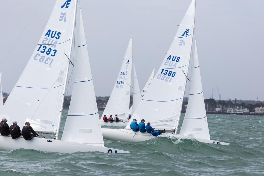 The regatta’s second and third place getters, Fifteen+ and Triad during Race Seven.  - 2016 Etchells Australian Championship © Kylie Wilson Positive Image - copyright http://www.positiveimage.com.au/etchells