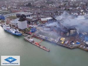 Cowes Fire - January 26, 2016 photo copyright Darren Vaughan / Wightdrone taken at  and featuring the  class