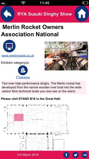 Dinghy Show 2016 app on iPhone (exhibitor info) photo copyright RYA taken at  and featuring the  class