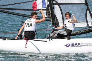 Louis Flament and Charles Dorange(FRA) - 2015 ISAF Youth Sailing World Championship photo copyright Christophe Launay taken at  and featuring the  class