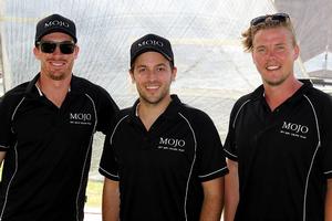 Mojo Wine Team (from left Rick Plain, James Ward, Phil Marshall) photo copyright Frank Quealey /Australian 18 Footers League http://www.18footers.com.au taken at  and featuring the  class