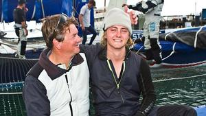 Sean and his son Peter after setting a world speed passage record in Team Australia catamaran photo copyright Scholten Georgia taken at  and featuring the  class