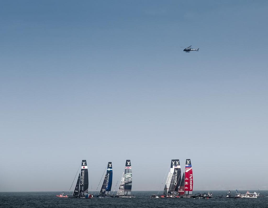 27th of February 2016, First day of race, Emirates  Team New Zealand competing in the Louis Vuitton America's Cup AC 45 World Series Oman. photo copyright Americas Cup Media www.americascup.com taken at  and featuring the  class
