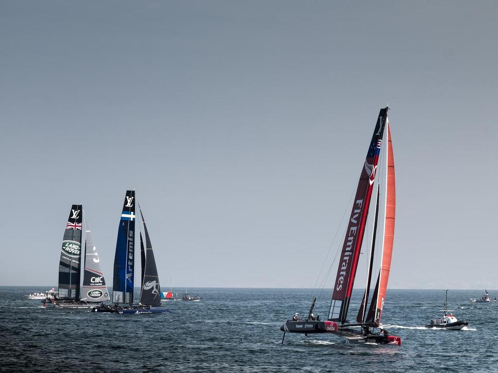 27th of February 2016, First day of race, Emirates  Team New Zealand competing in the Louis Vuitton America's Cup AC 45 World Series Oman. photo copyright Americas Cup Media www.americascup.com taken at  and featuring the  class