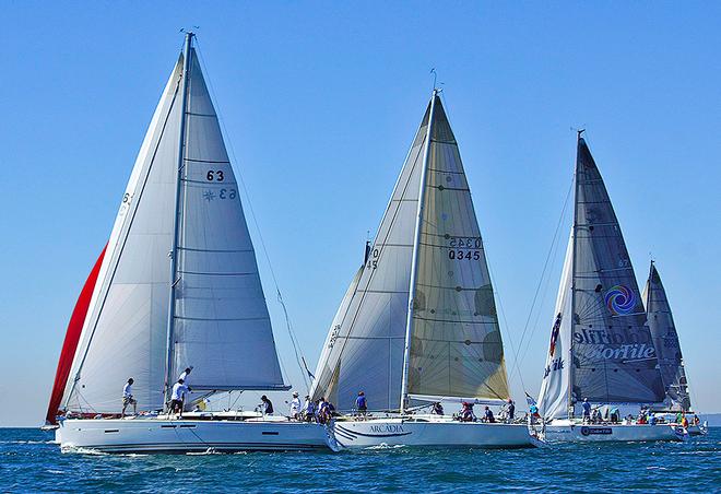 Mayfair, Arcadia and Colortile just before the start in a preceding year. - Brisbane to Keppel Tropical Yacht Race © RQYS . http:www.rqys.com.au