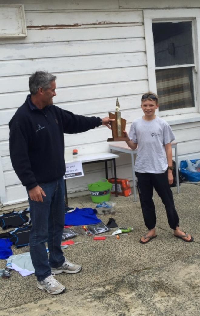 Russell Coutts presents Will Hadfield with the South Island Championship trophy © Doyle Sails NZ