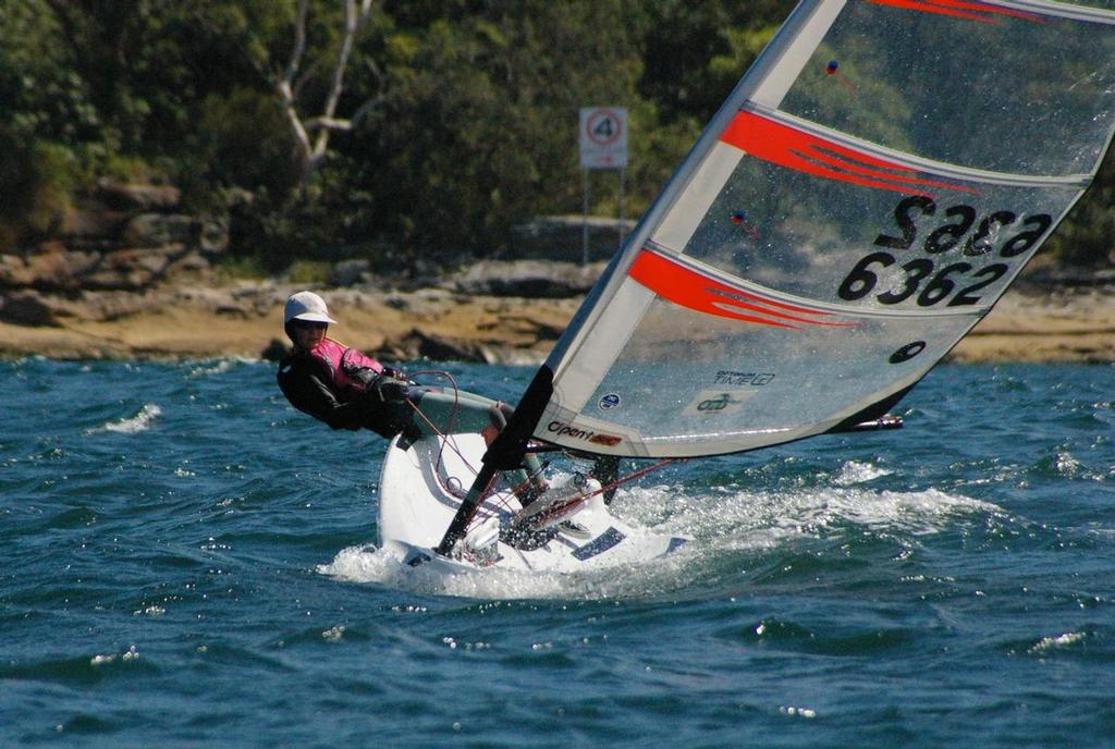 Evie saunders coming a close 2nd - manly yacht club helly hansen womens challenge 2016 sat 19th photo copyright Ken Terrens taken at  and featuring the  class