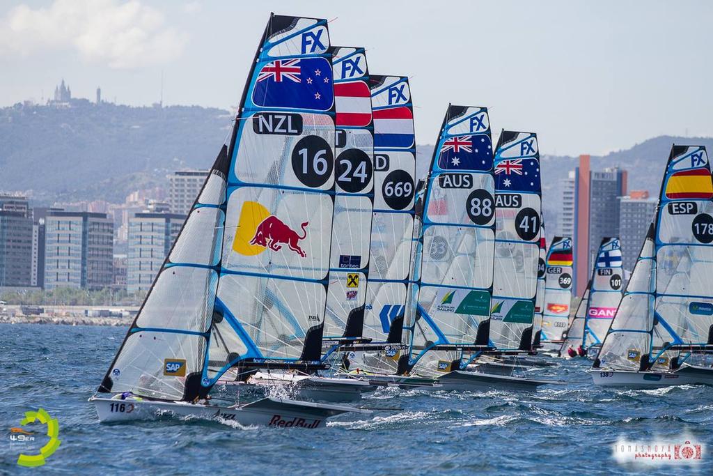 Tight racing in the 49erFX fleet - Day 5 2016 49er and 49erFX European Championship © Tomas Moya