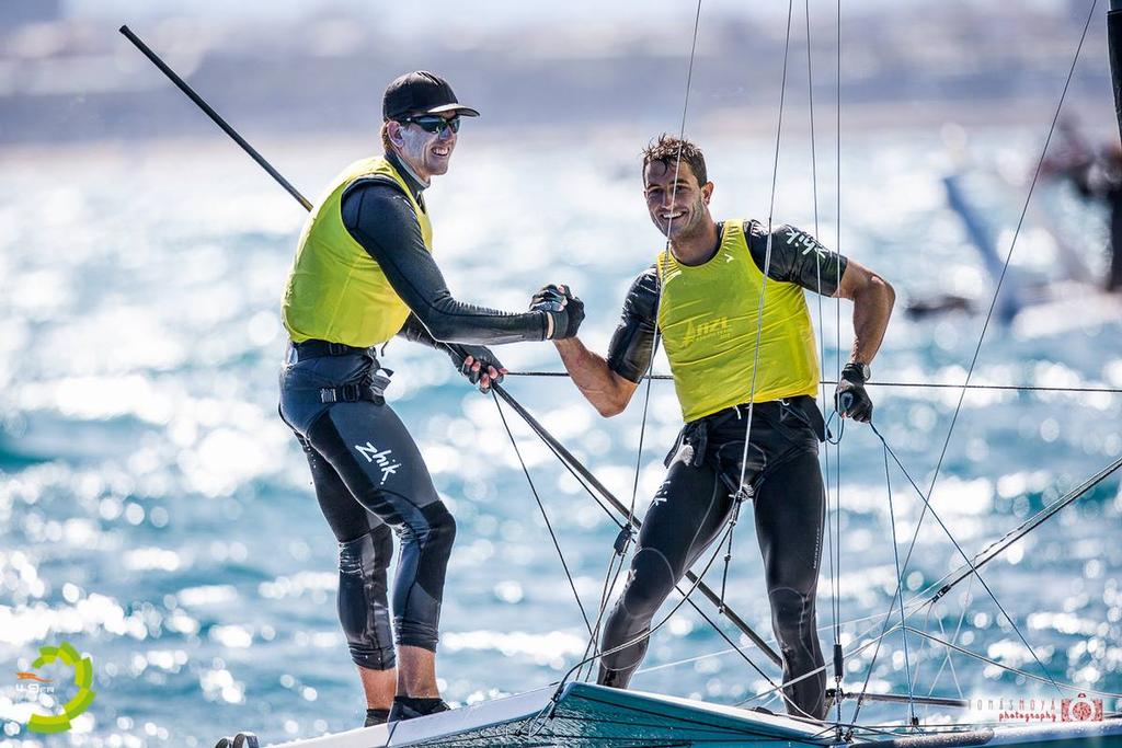 Peter Burling and Blair Tuke cement their 25th consecutive win - Day 6 2016 49er and 49erFX European Championship photo copyright Tomas Moya taken at  and featuring the  class