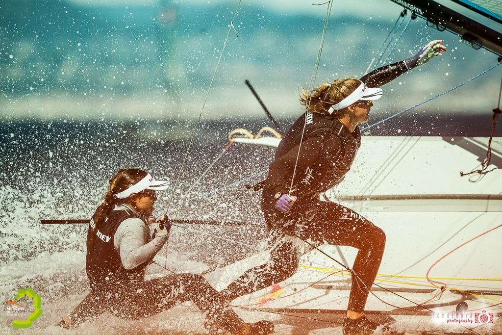Molly Meech and Alex Maloney - Day 3 2016 49er and 49erFX European Championship. © Tomas Moya