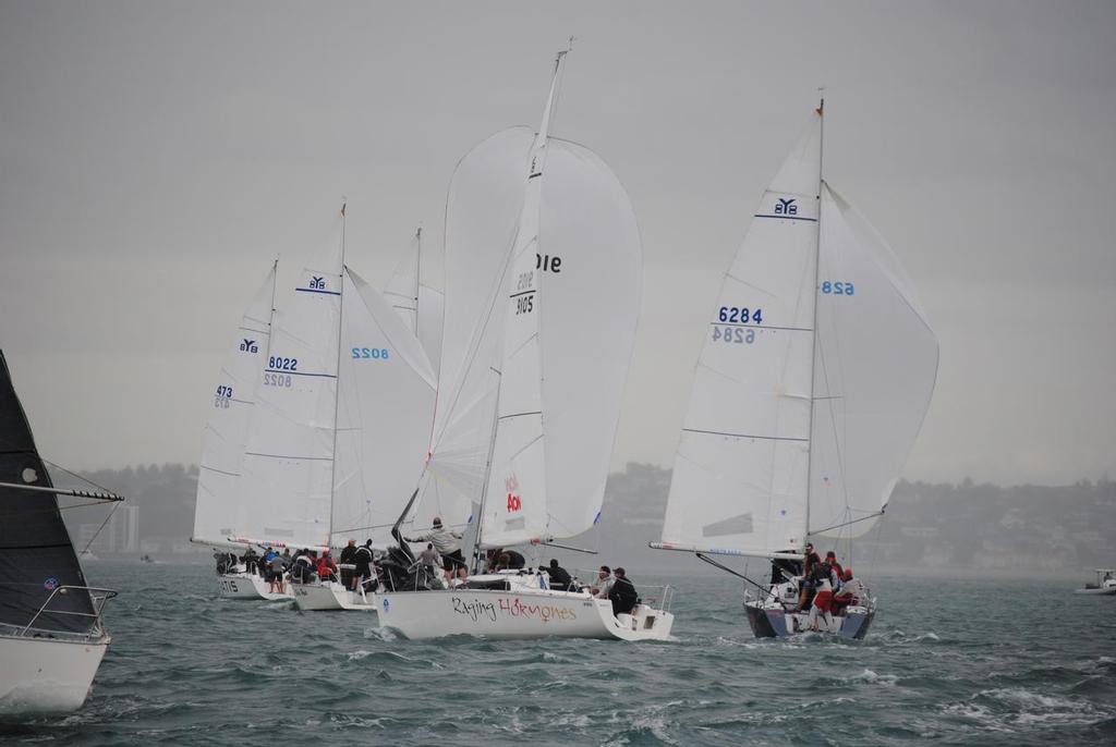 Fleet heads off into the murk - 2016 Harken Young 88 Nationals , Day 2 photo copyright RNZYS Media taken at  and featuring the  class