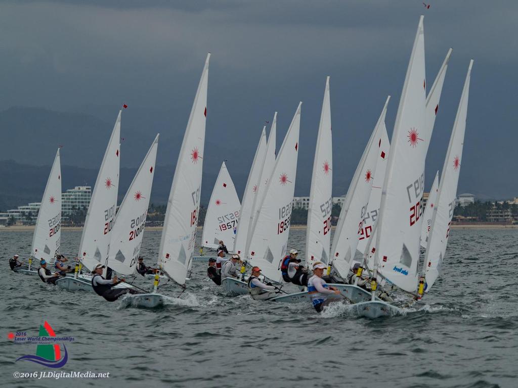 Points and places are easily lost in a tight fleet in the light - Day 2, 2016 Laser Radial World Championships, Mexico photo copyright JLDigitalMedia http://jldigitalmedia.zenfolio.com/ taken at  and featuring the  class
